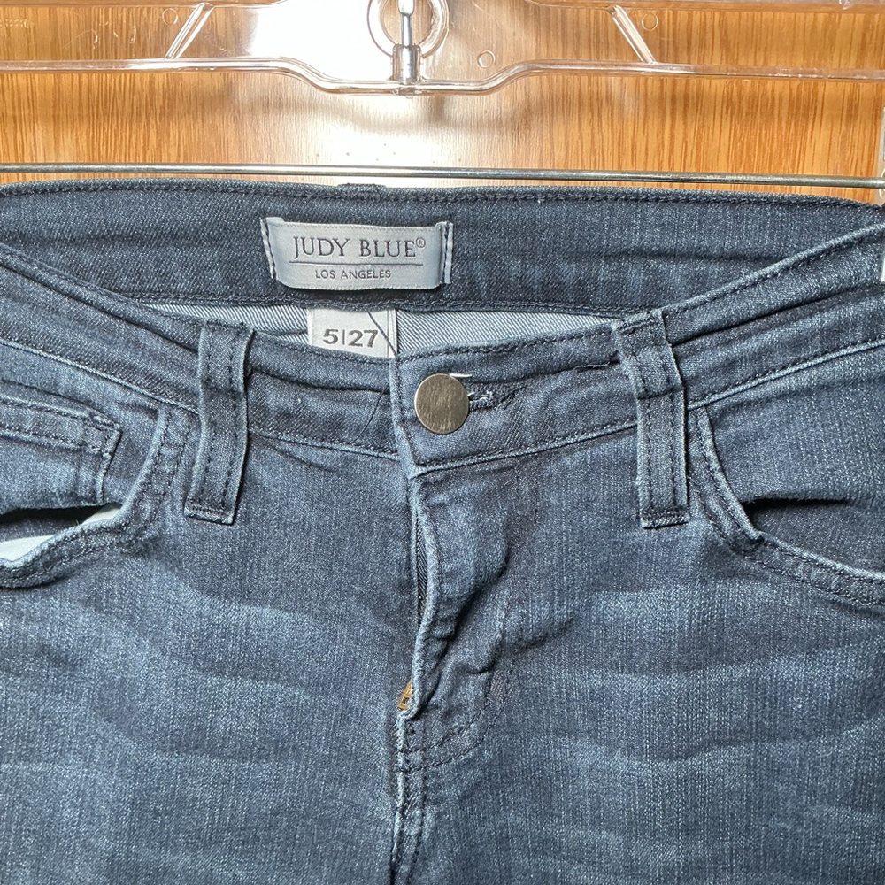 Judy Blue Dark Wash Bootcut Jeans – Raw Hem – Size 5/27 - Picture 3 of 4